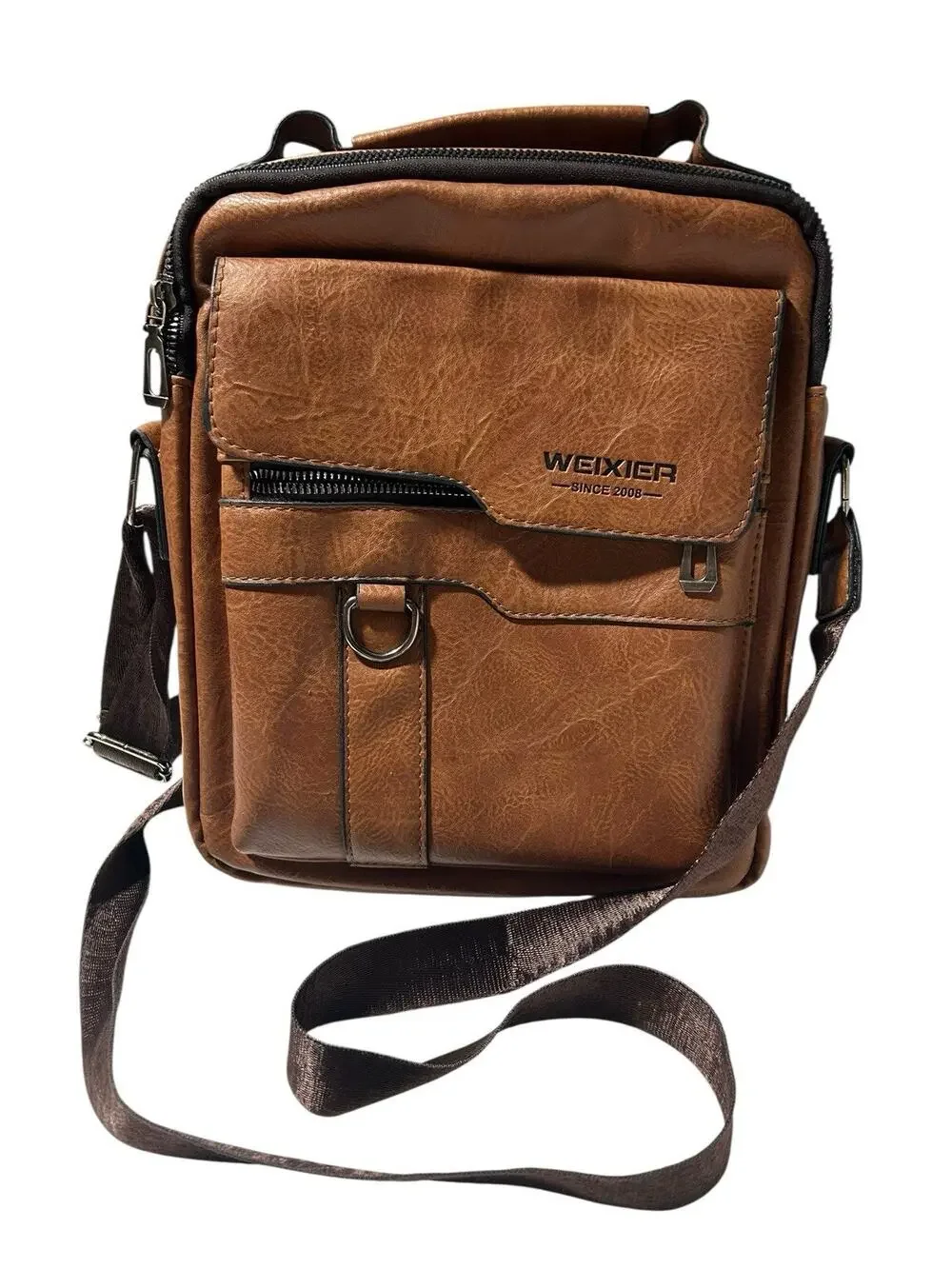 Weixer Crossbody Men’s Shoulder Bag Vintage Leather Vertical Hand Business